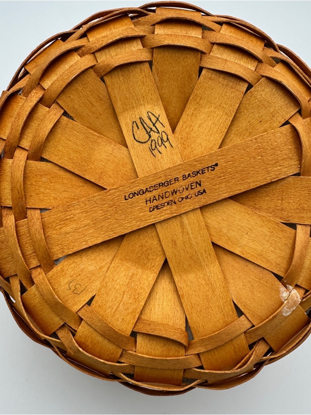 Longaberger Button Basket 7” 1999 w/ Liner Divider Floral Complete Set - Picture 4 of 14